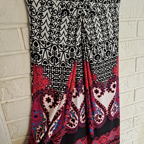 Muse v neck multicolored lightweight knee length cap sleeve dress - Picture 4 of 4